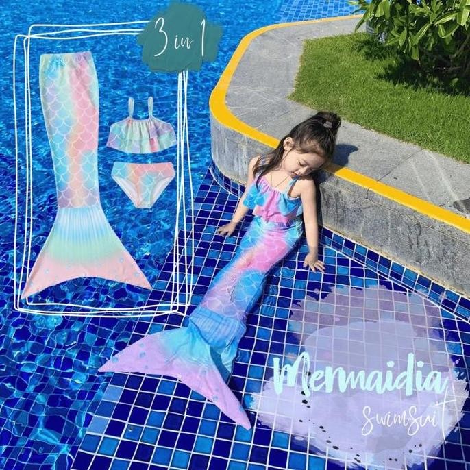 New Pakaian Renang Ekor Putri Duyung Anak Perempuan Halloween