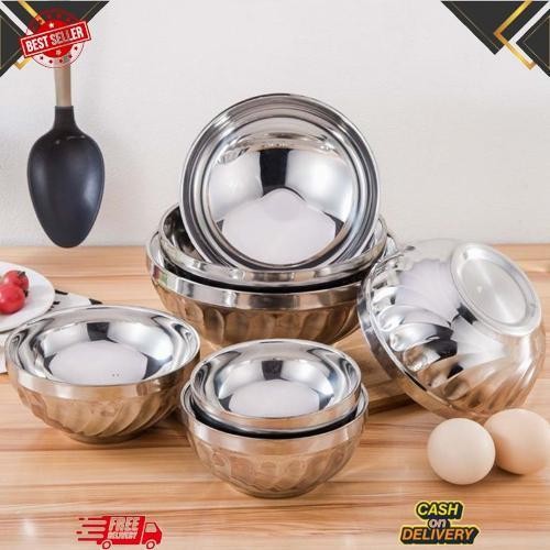 HotSale Mangkok Korea Stainless Steel Tebal Mangkok Dua Lapis Anti Panas