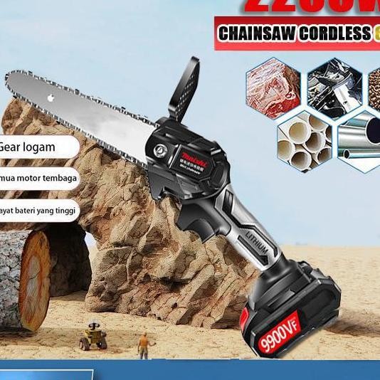 Chainsaw Gergaji Listrik Cordless Rantai Elektrik Mini 9900Vf 612 Inch Gerinda Tangan Portable Gengg