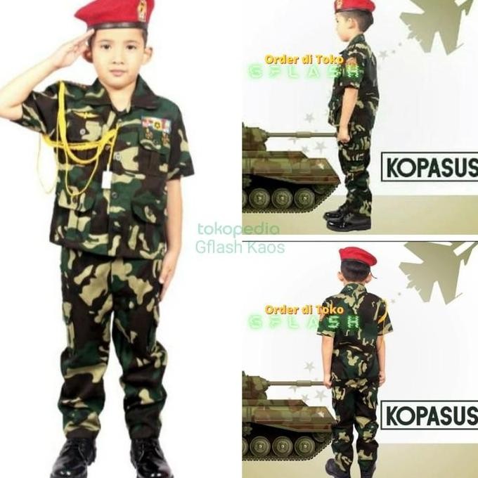 Seragam Kopassus Anak Kostum Profesi Baju Setelan Baret Merah Kijang