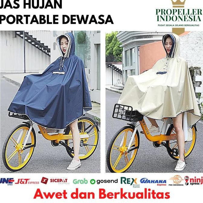 Promo Jas Hujan Dewasa Tebal Anti Air Mantel Ujan Pria Wanita Jumbo RainCoat COD
