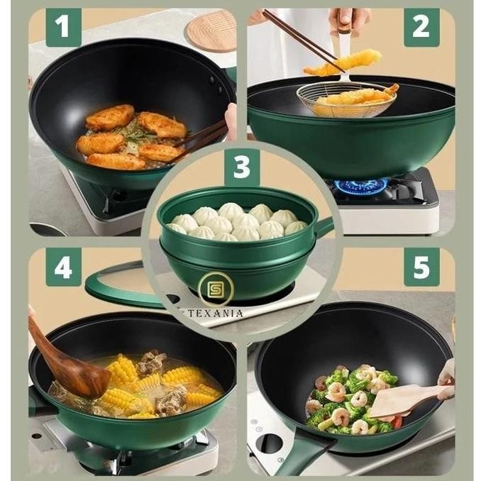 Wajan Steamer Premium Batu Medis Texania// Wajan Kukusan Anti Lengket
