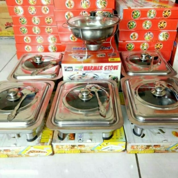 Wadah saji set prasmanan tutup motif kaca deep soup bowl katering