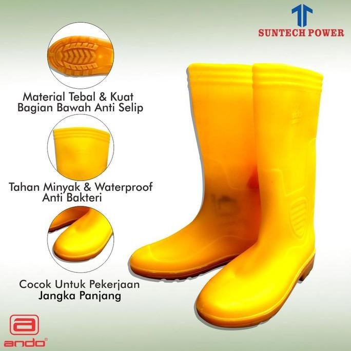 TERMURAH - Sepatu Safety Boot Merk Ando Kuning 39 - 44 Rubber Safety Boot Kuning
