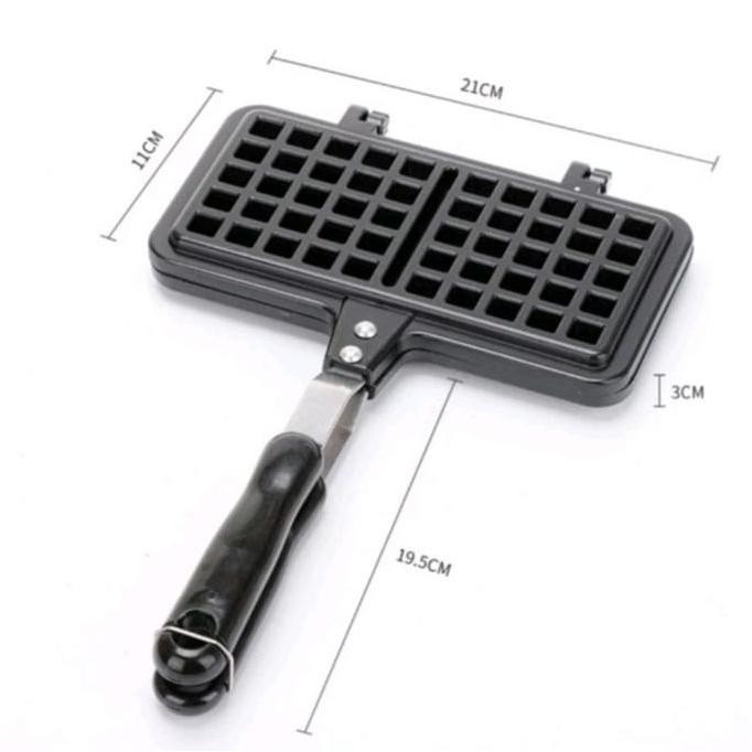 Waffle Maker Cetakan Waffle Waffel Manual Persegi Panjang Kompor