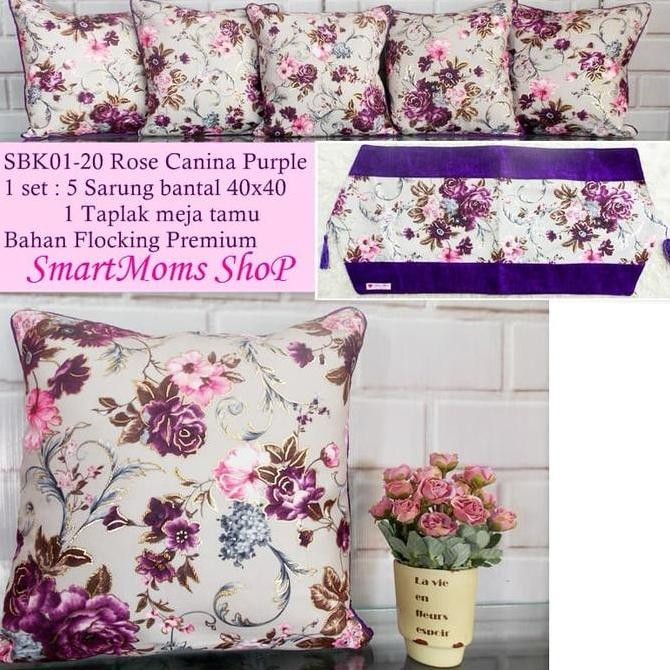 Promo SARUNG BANTAL SOFA MEWAH UNIK SBK SET SHABBY CHIC CANTIK CANINA UNGU COD