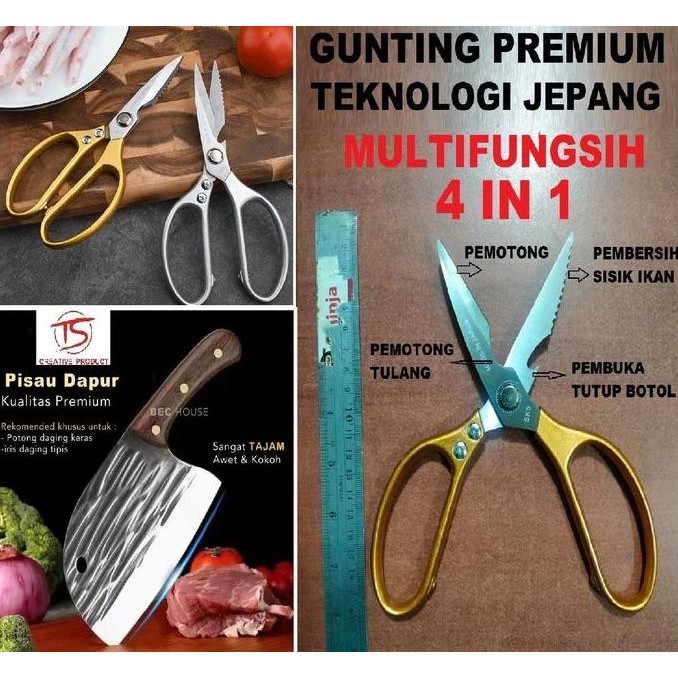 VELDORA- Gunting Daging MULTIFUNGSIH 4 IN 1 GUNTING Dapur Stainless FULL metal