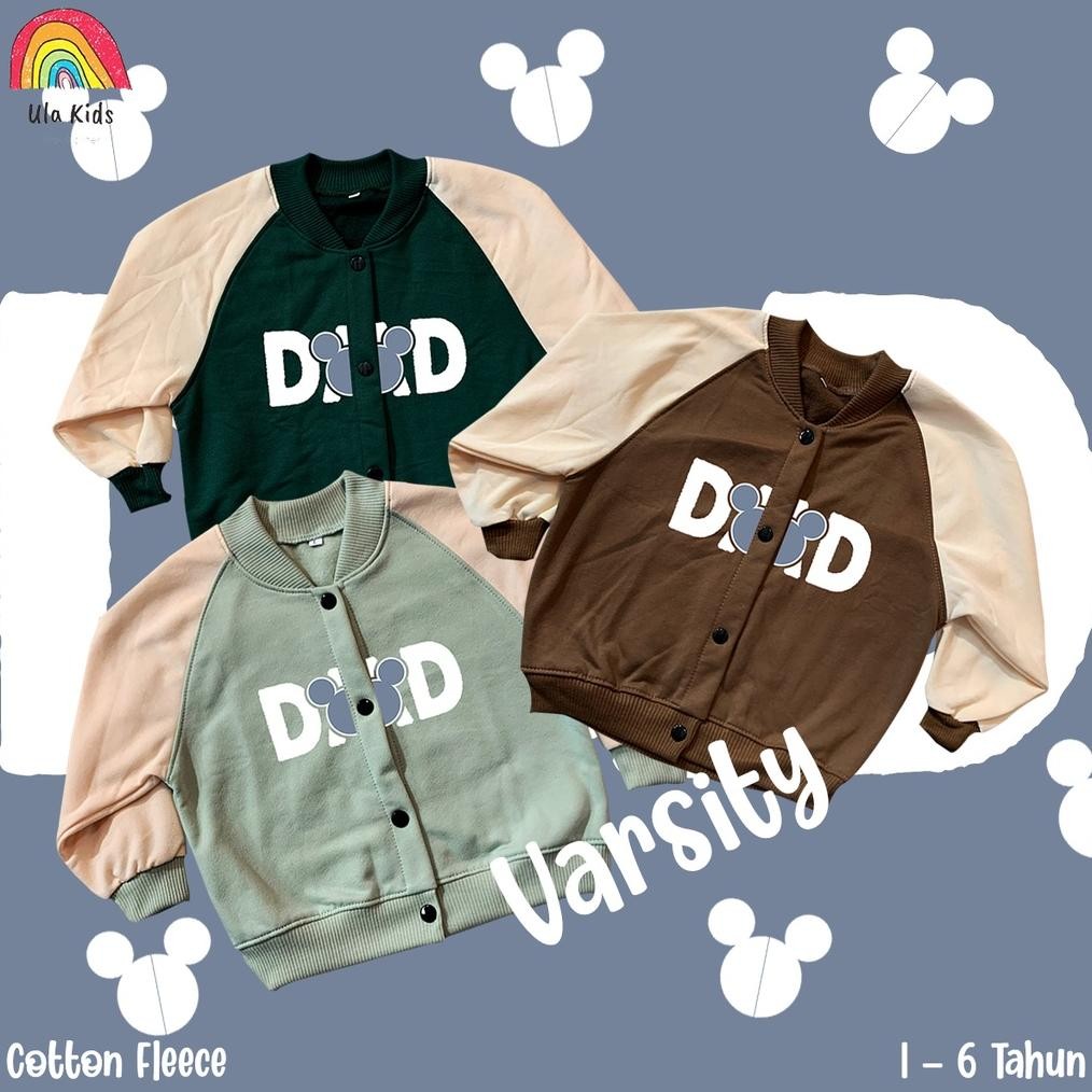 Bf888S Varsity Jacket Baseball Anak Ula Kids 1 - 6 Tahun Dad Mickey Ve29