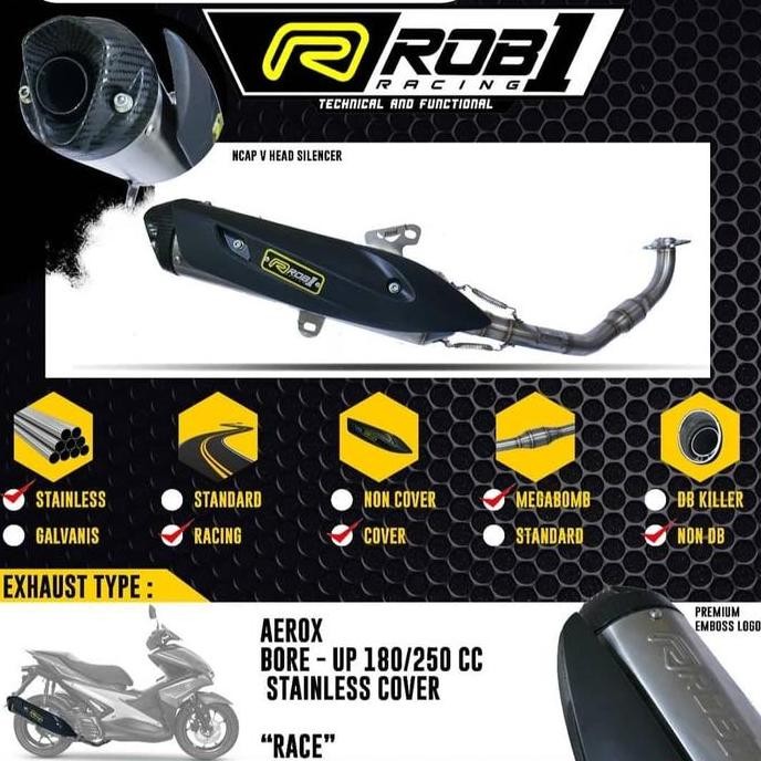 Knalpot ROB1 NMAX Bore up / AEROX Bore up 180 - 200 cc