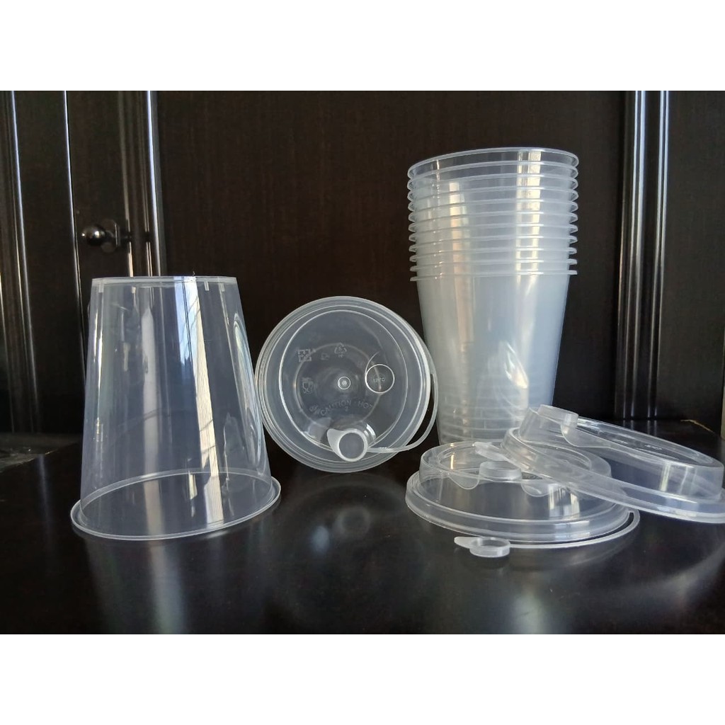 Plastik Cup Boba 360ml (25 set) Cup Cheese Tea - Cup Kopi Teh - Cup Juice - Cup Injection