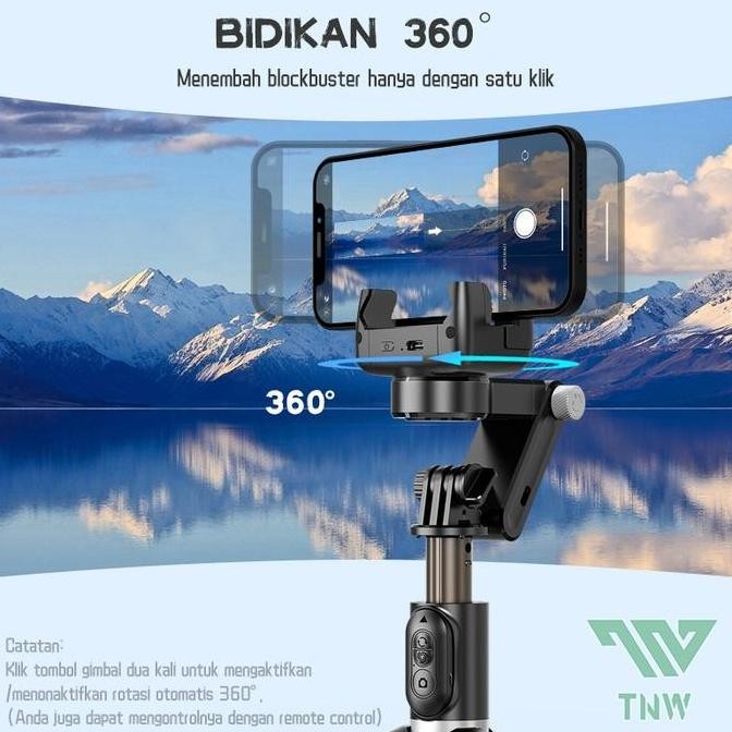 TNW-Q18 Gimbal Stabilizer Handphone Gimbal Hp Stabilizer Tongsis Hp Bluetooth Tripod