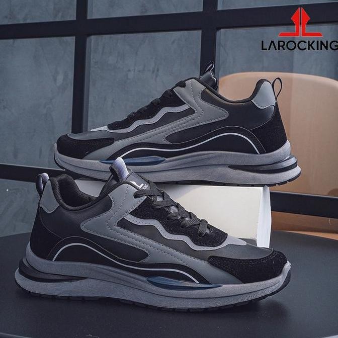 Larocking - Klaros Hitam Abu | Sepatu Sneakers Casual Gym