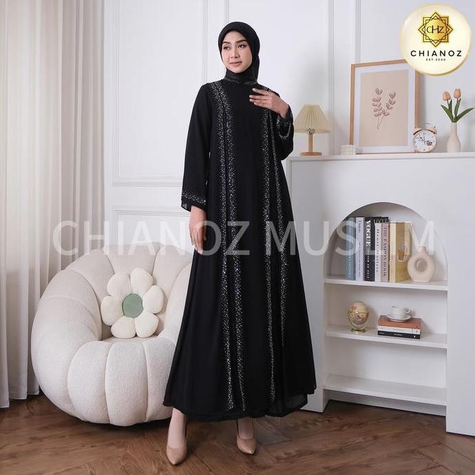 Chianoz Gamis Putih Mewah Paula Dress Motte Baju Lebaran Umroh Haji Manasik Pesta Akad 942 941