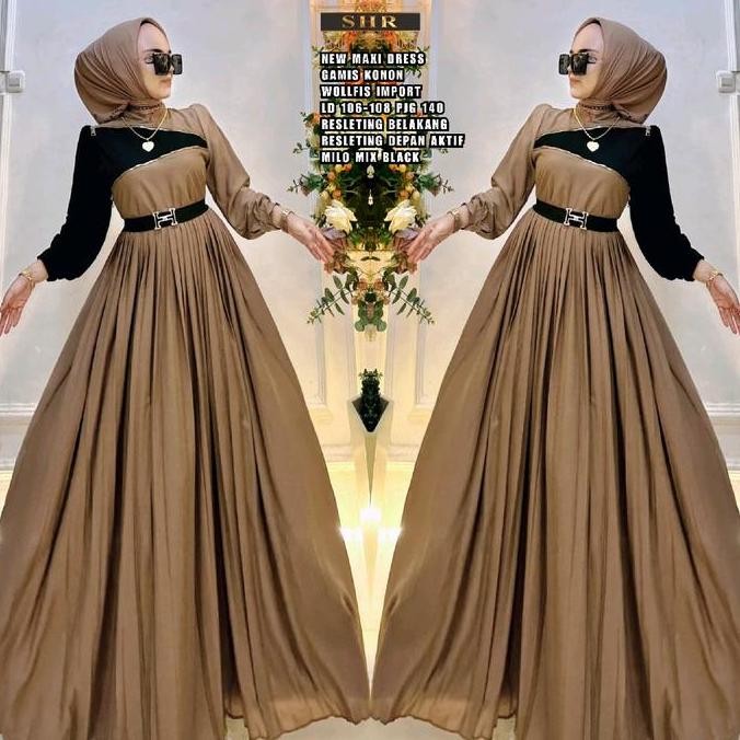 Shr Maxi Dress Gamis Resleting Gamis Konon