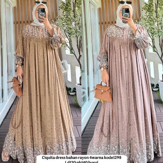 Avr Ciquita Dress Series 3 Motif Bunga Kecil Bahan Rayon Gamis Wanita Muslim Panjang Dewasa Busui Va