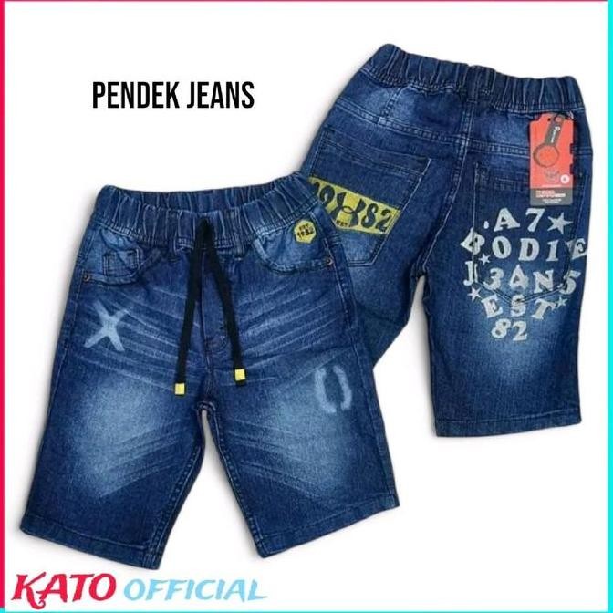 DF246>> Celana Pendek Jeans Anak KATO Model Terbaru Pinggang Karet Keliling - Fashion, Motif