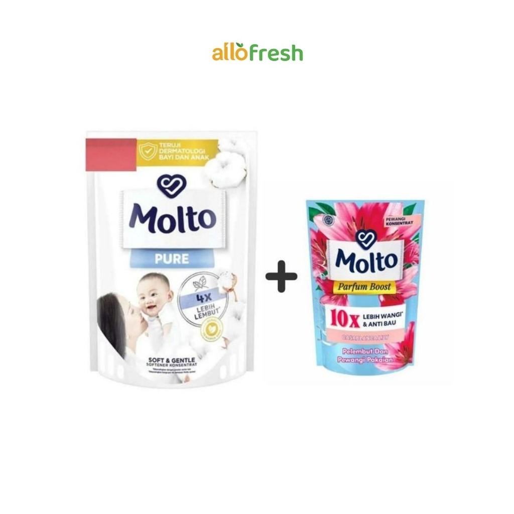 Molto Pure Pelembut Pakaian 1.6 lt + Molto Parfum Boost Casablanca Lily 650 ml