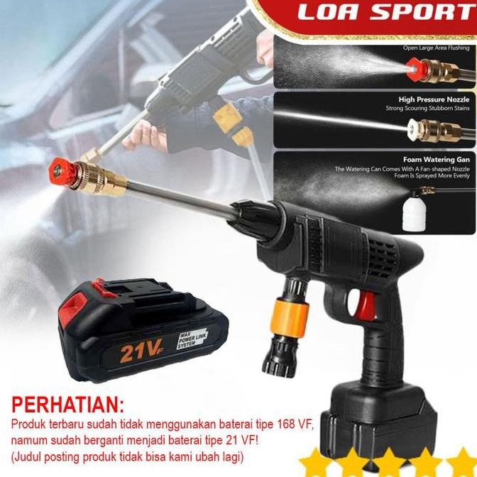 BEBAS ONGKIR - Semprotan Air Cuci Mobil High Pressure Steam Sabun Baterai Cas 168 VF