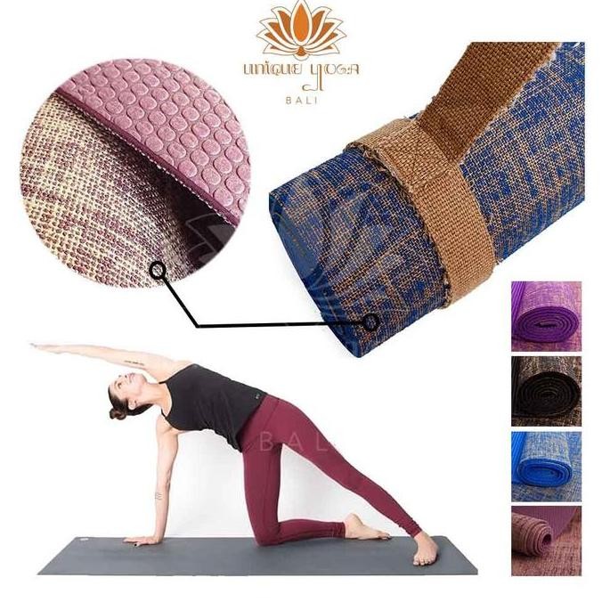 Karpet Yoga PVC Jute Tebal 8mm / Matras Yoga Serat Natural Ecofriendly