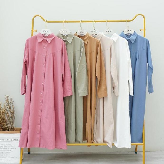 Eunsol Tunik Dress B5010177  Premium By Sonia | Tunik Wanita Basic Full Kancing | Atasan Blouse Musl