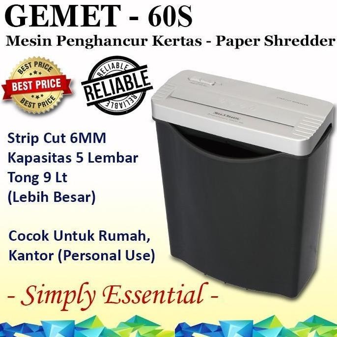 Mesin Penghancur Kertas Paper Shredder Gemet 60A , Gemet 60S