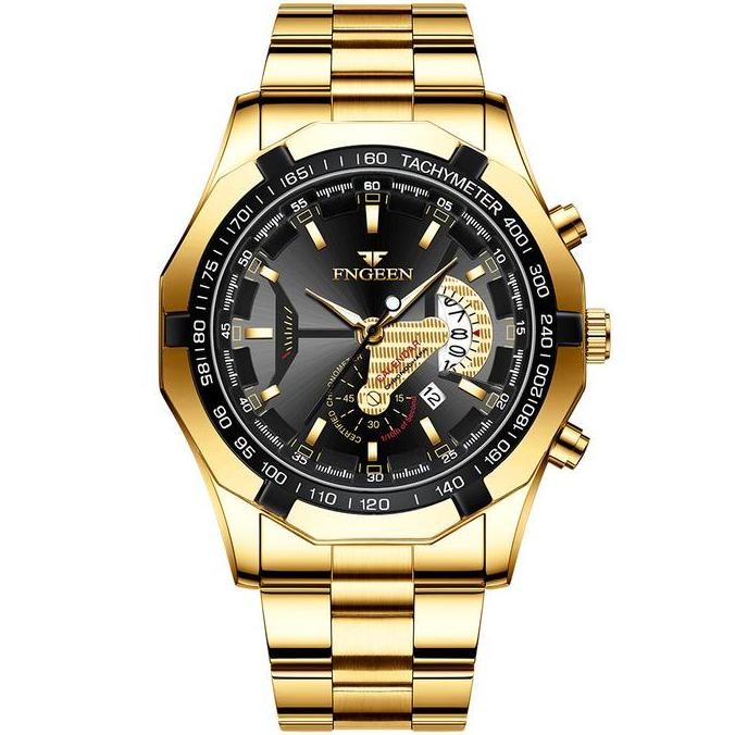 STARK- JAM TANGAN PRIA RANTAI STAINLESS FNGEEN  JAM070G1 KEREN GOLD FRANKLIN MURAH EMAS COWOK KEKINI