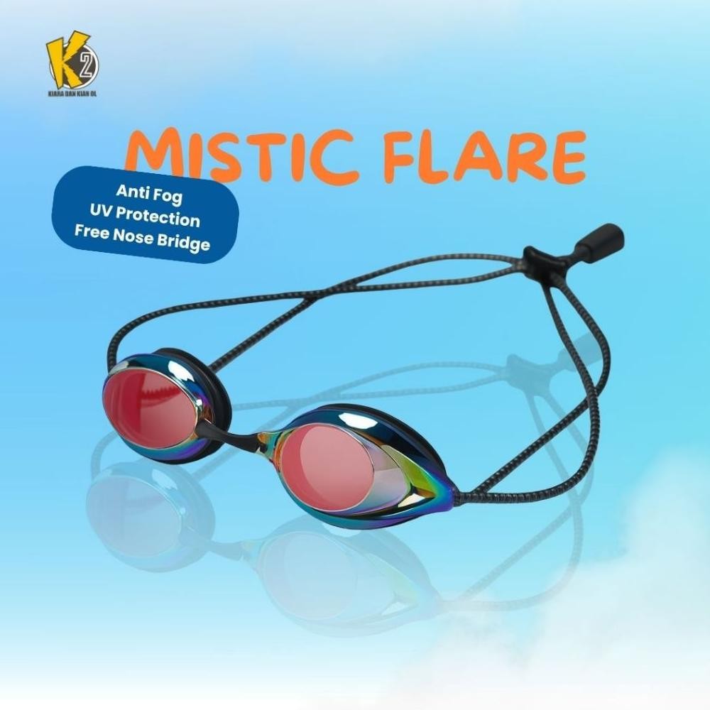 Kacamata Renang MysticFlare Reflective Anti Fog UV Protection - Adjustable Strap + Bonus Nose Bridge