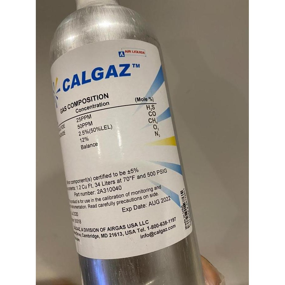 SPAN GAS UNTUK KALIBRASI GAS DETECTOR MIX GAS H2S,CO,LEL,O2 (34 LITER) ORIGINAL DAN TERPERCAYA