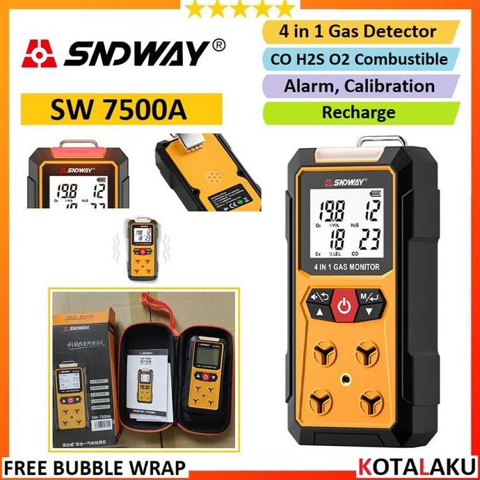 DETEKTOR GAS 4 IN 1 GAS DETECTOR CO O2 H2S COMBUSTIBLE GAS SNDWAY SW7500A SW 7500A ORIGINAL DAN TERP