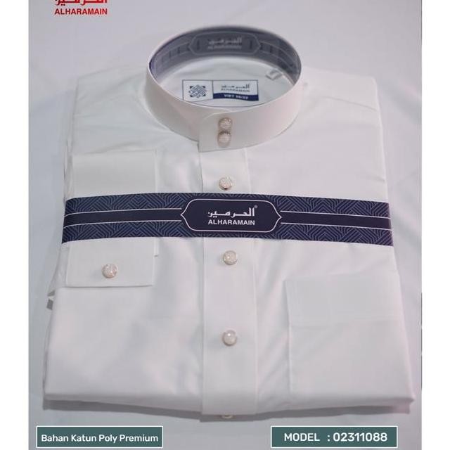 Al Haramain Jubah Gamis Pria Dewasa Slimfit Manset Series 1 Putih Putih Tulang