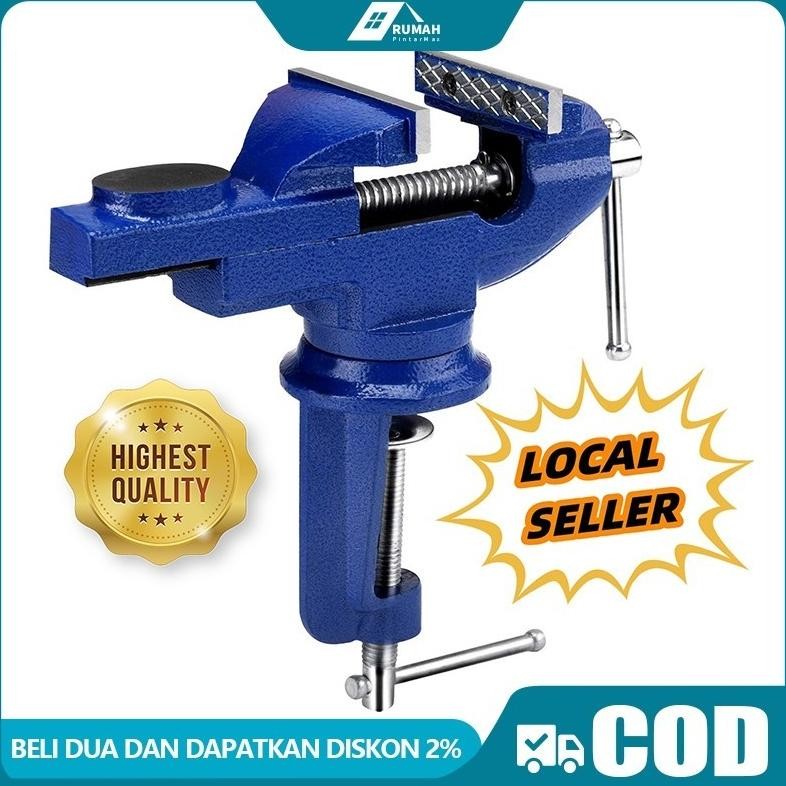 EDELWEIS Ragum putar 3 inch with Anvil / catok vise 70mm / Tanggem mini 3' BESTTOOLS / Klem meja / c