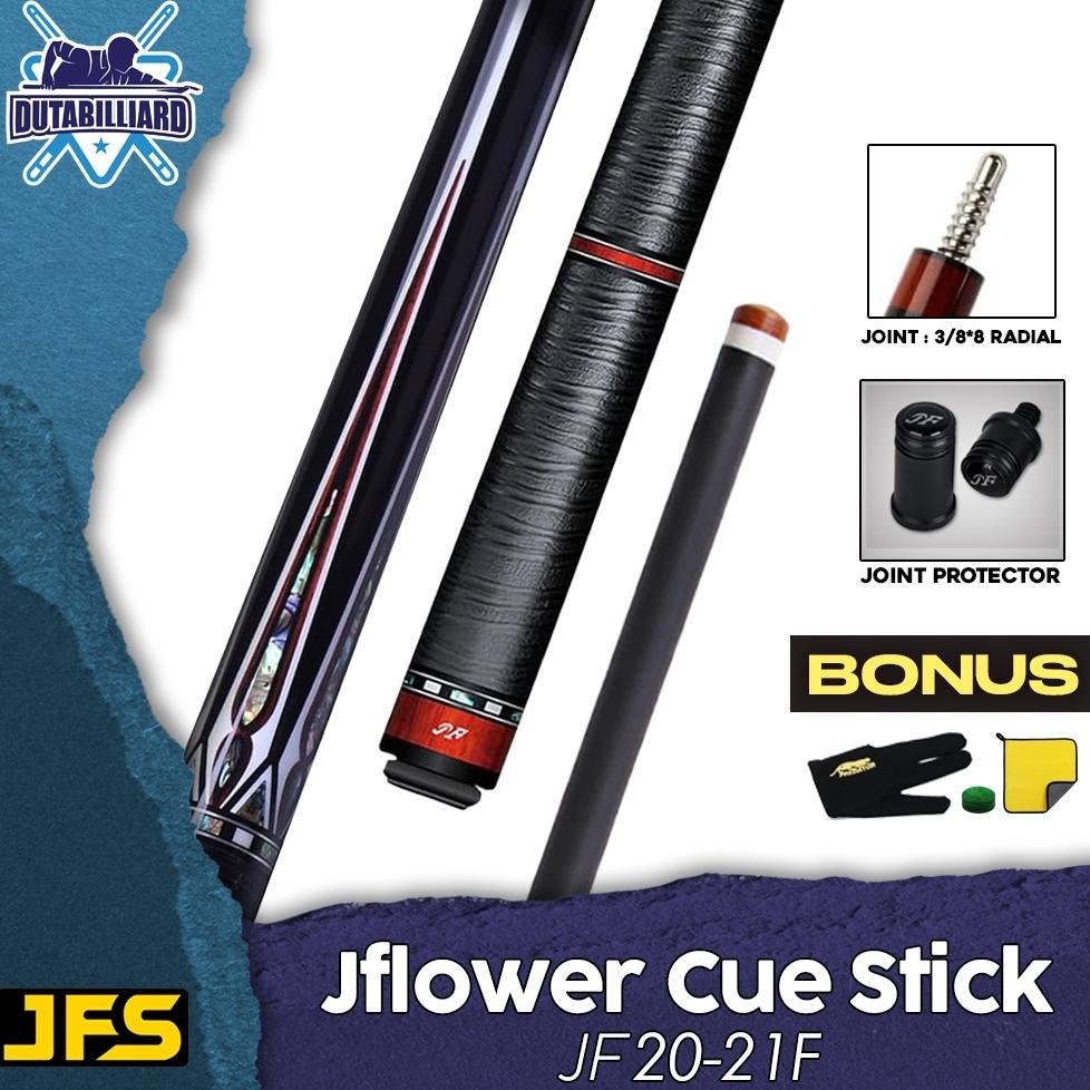 albertGokil- Jflowers JF20-21F Stick Billiard Shaft Carbon Play Low Deflection 12.5mm Ebony Wood Jum