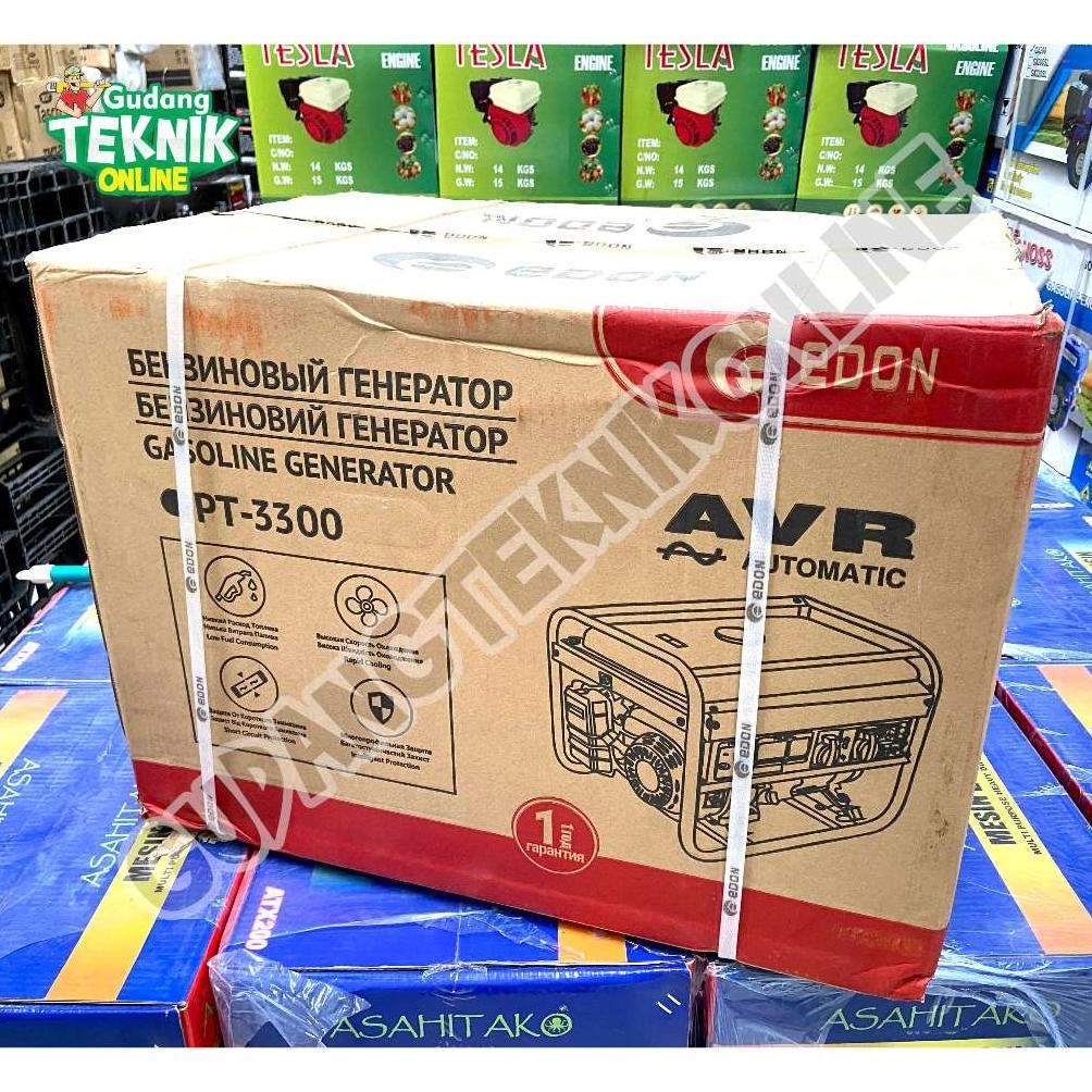 albertGokil EDON Genset 3000W EDON PT-3300 PT-3300L Manual Starter AVR / Power Generator Listrik 300