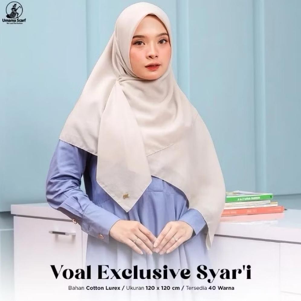 HIJAB SEGIEMPAT VOAL EXCLUSIVE SYARI UMAMA 120x120 POLOS JAHIT TEPI