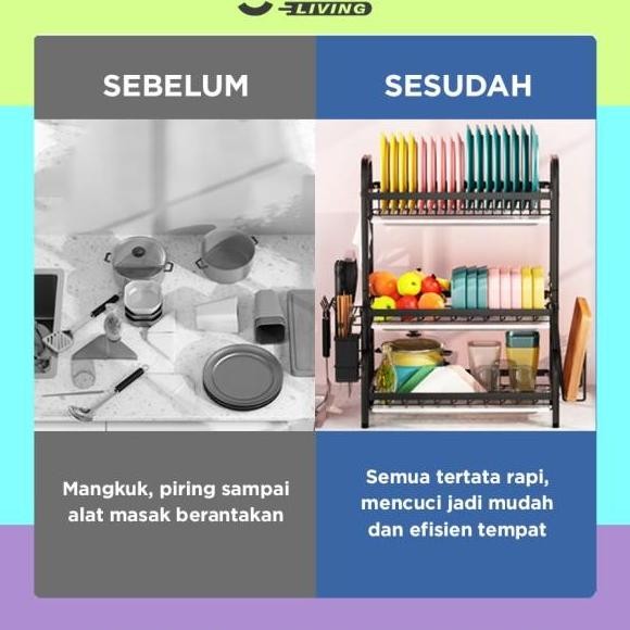 Goto Evelyn Rak Serbaguna Pengering Cuci Piring Dapur Susun Wastafel
