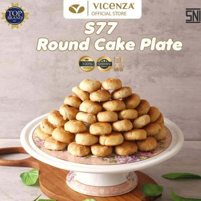 Premium Vicenza Piring Kue Bulat S77 Motif Magnolia Promo