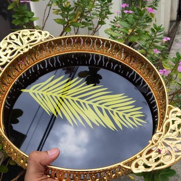 Nampan Bulat Kaca Kuning Besar