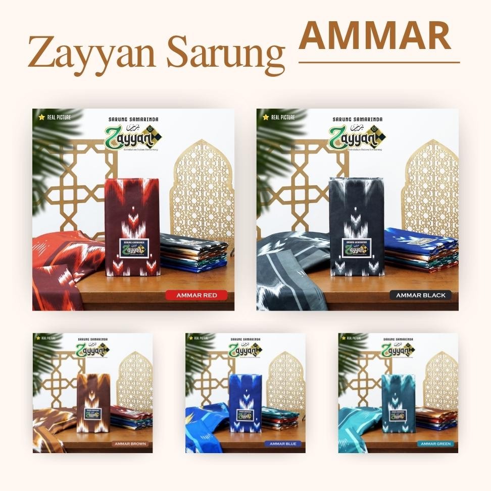 Zayyan Sarung Samarinda ASLI JUMBO ( 117 x 100 cm ) ( Ammar ) HALUS dan WANGI / Sarung Pria Muslim