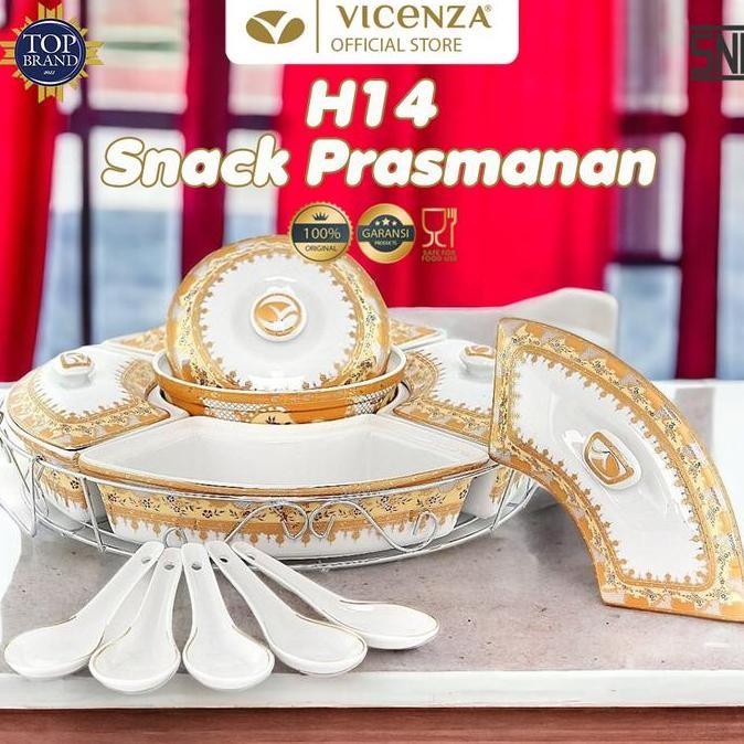 Premium Vicenza Snack Prasmanan - Wadah Saji H14 Motif Camelia Promo