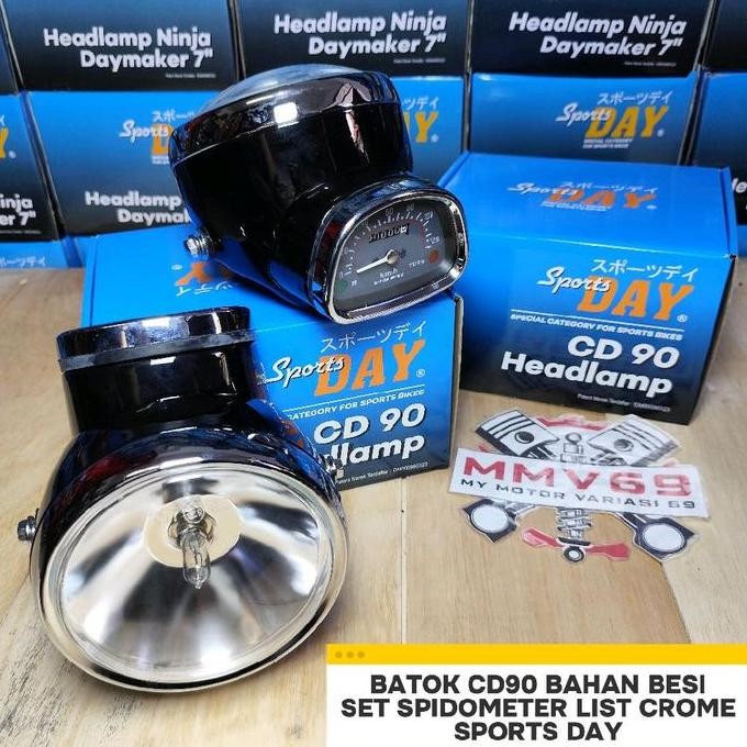 Promo BATOK CD 90 Lampu depan honda s90 s90z HEADLAMP CD90 set Spidometer list crome bahan  Besi imp