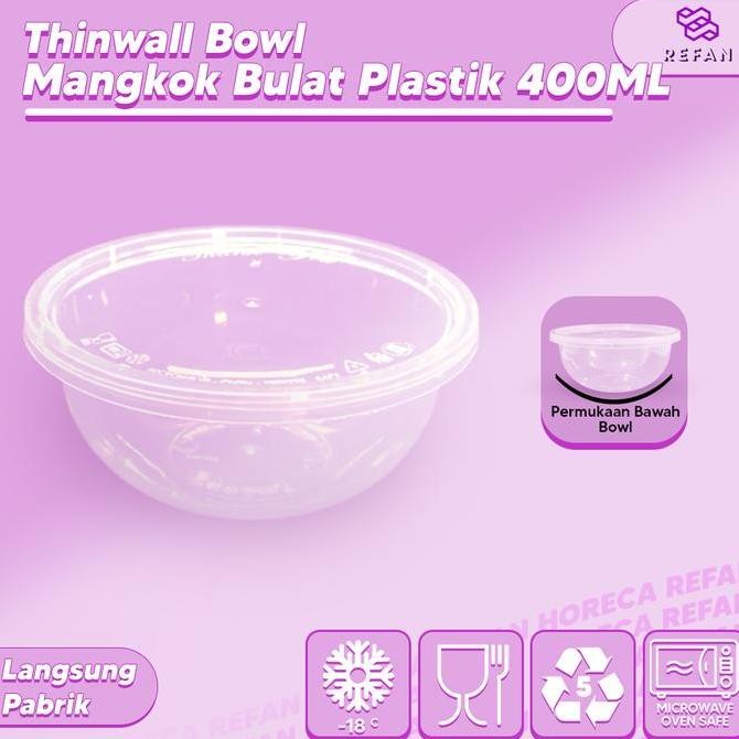 Mangkok Plastik 400 ml / Tempat Makan Nasi Cup Puding Thinwall
