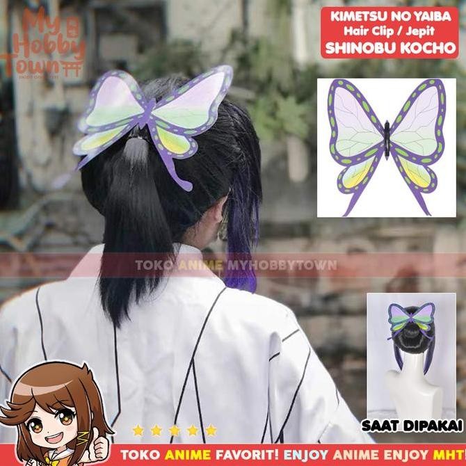 Jepit Rambut Shinobu Kocho Kostum Cosplay Property Kimetsu no Yaiba