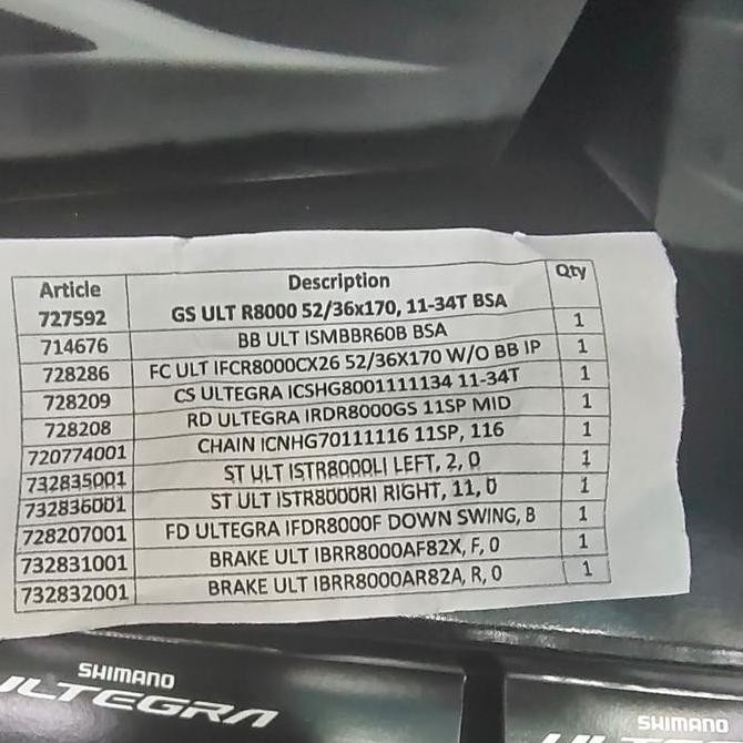 Shimano Ultegra R8000 Rim break Group Full set