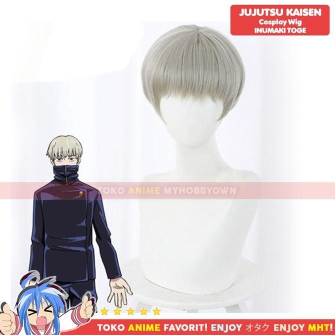 Wig Cosplay Anime Jujutsu Kaisen : Inumaki Toge