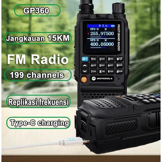 ZOLDYCK- HT Motorola Walkie Talkie mini Jarak Jauh GP360 VUH/FUH Dual Band Total Output 10W Power hi