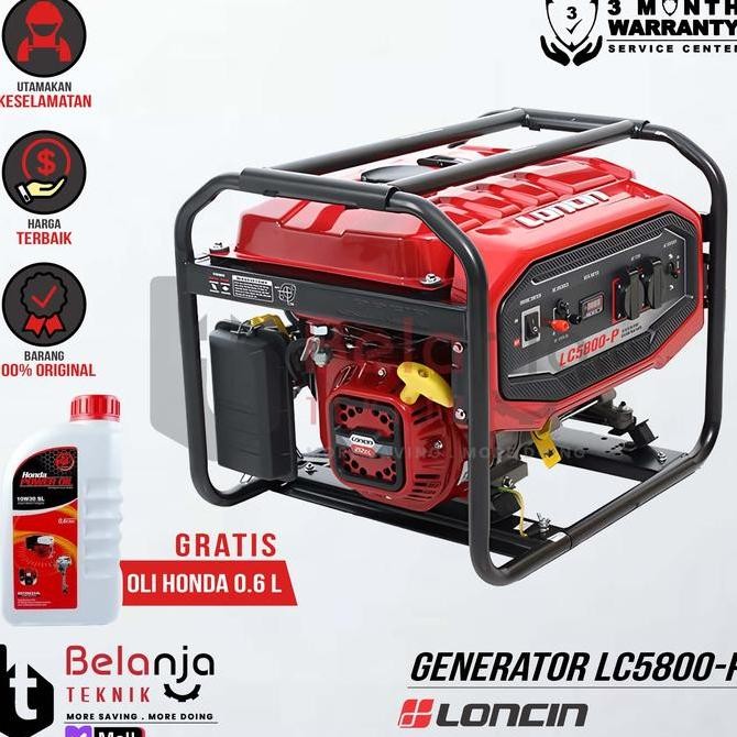 JUNJI- Loncin Mesin Genset Bensin LC5800P 3100 Watt Generator Set LC 5800 P 3100W Dengan AVR & Start