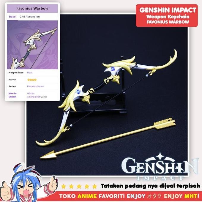 Pajangan Miniatur Senjata Genshin Impact Favonius Warbow Panah Venti
