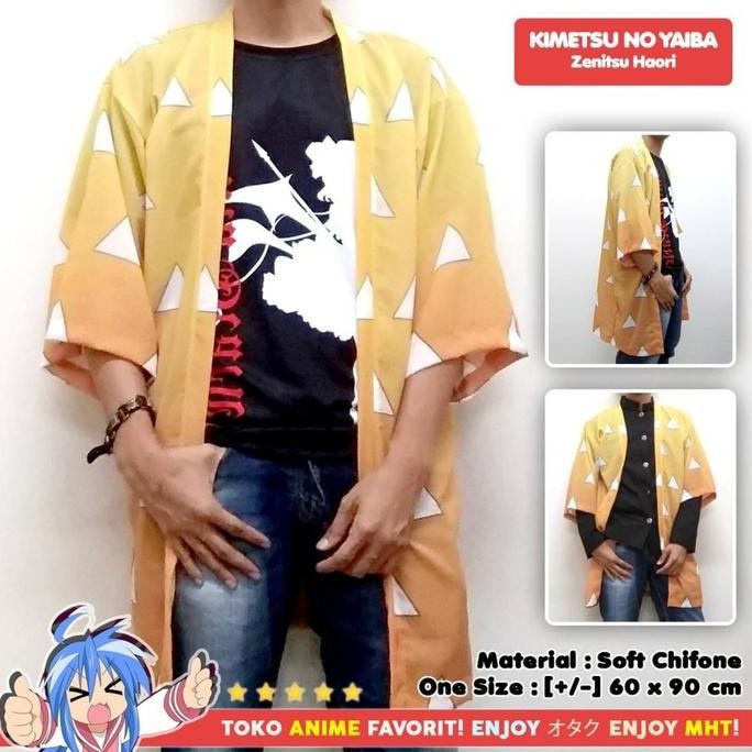 Haori Anime - Loose Kimono Kimetsu no Yaiba - Zenitsu Agatsuma Style