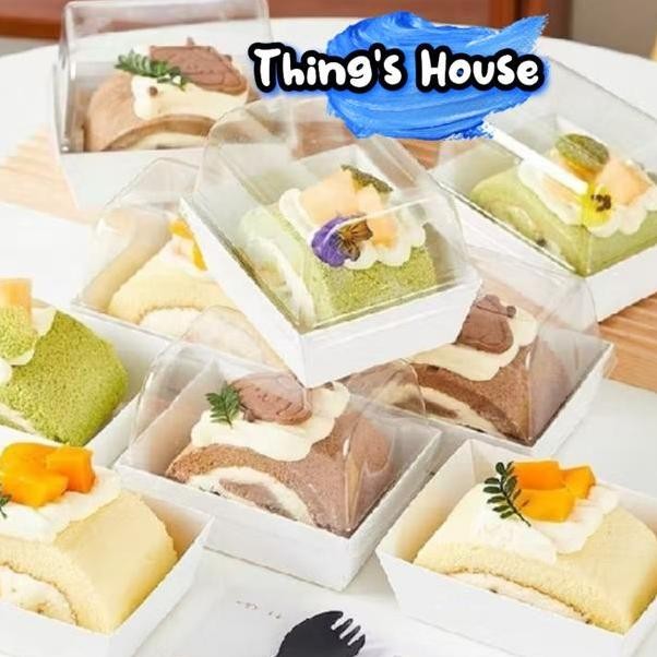10Pcs R Box Kue Kotak Box Mika Tray Cake Kue Dessert Slice Cake