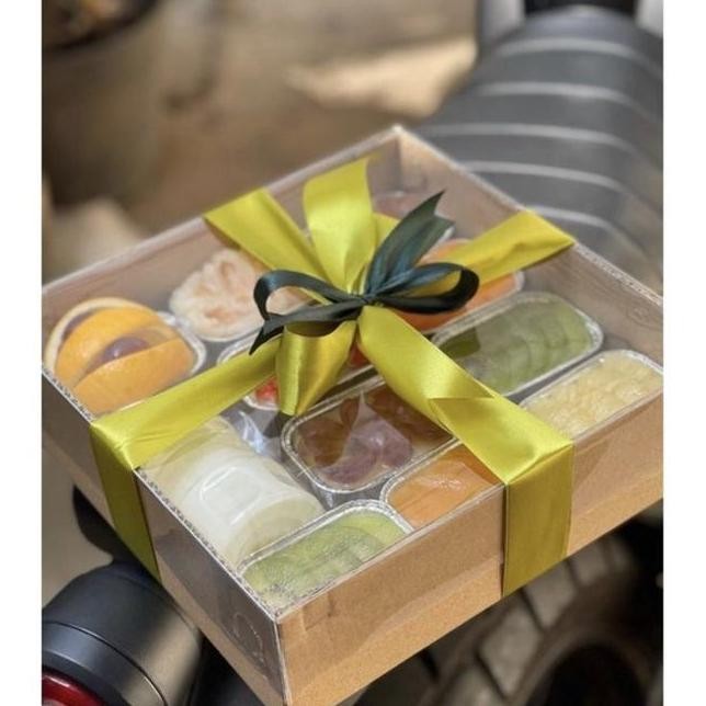 Dus Kraft Full Mika Transparan Isi 5Pcs Dus Kue Mika Box Kue Puding Mika